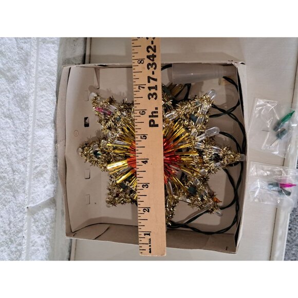 Vintage UL Lighted Tree Top Gold Star Design Christmas Use Bulbs Original Box - Picture 8 of 9